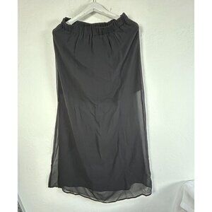 Gold Hawk Womens Black Silk Sheer Maxi Skirt Small Pull-On Elastic Waist New